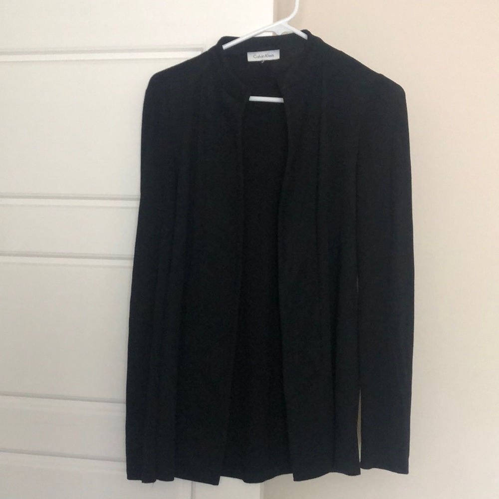 CALVIN KLEIN Women's Faux Suede Knit Mixed Media Basic Jacket/Top